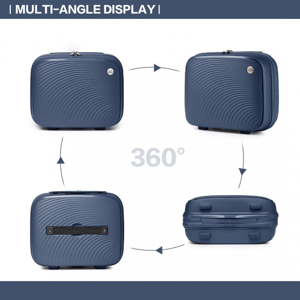 K2393L - BRITISH TRAVELLER 4 PCS SET SPINNER HARD SHELL PP SUITCASE WITH TSA LOCK AND VANITY CASE - NAVY