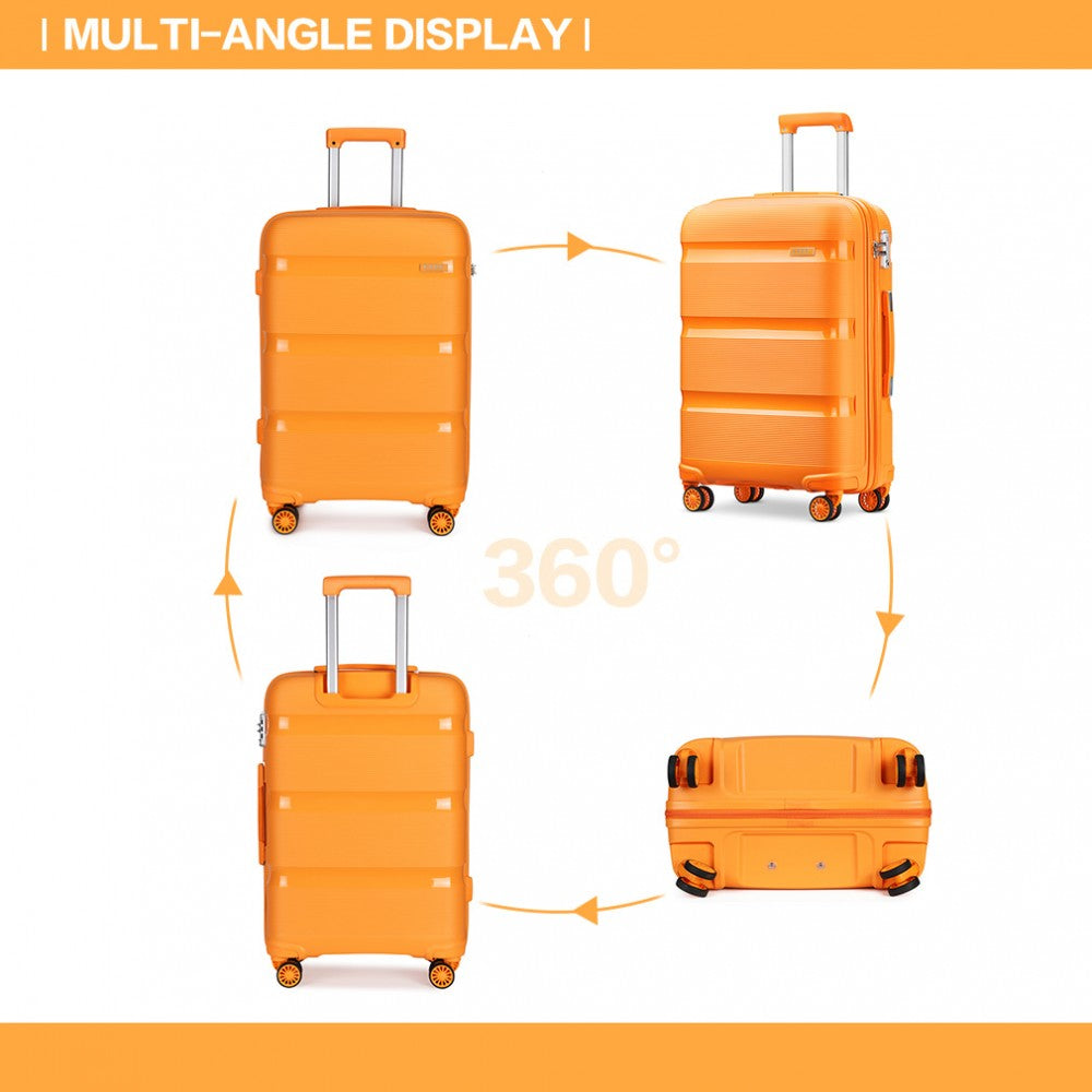 K2092L - KONO 24 INCH BRIGHT HARD SHELL PP SUITCASE - CLASSIC COLLECTION - ORANGE