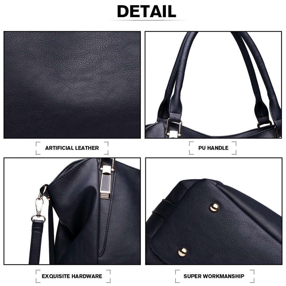 S1716 - MISS LULU SOFT LEATHER ELEGANT SIMPLE SHOULDER BAG - NAVY