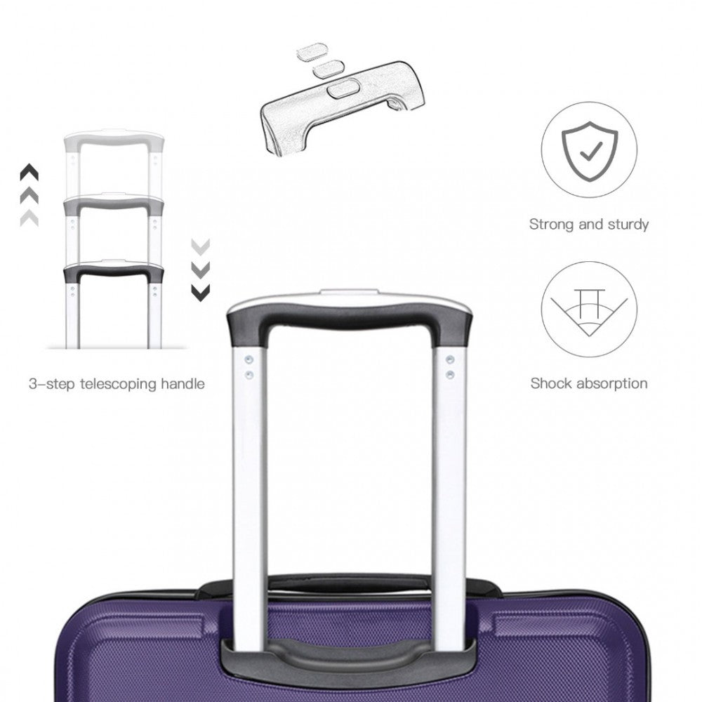 K1871-1L - KONO ABS 28 INCH SCULPTED HORIZONTAL DESIGN SUITCASE - PURPLE