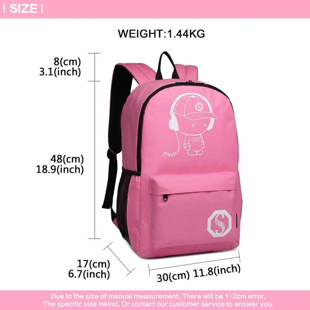 E6877 - KONO MULTI-FUNCTIONAL GLOW-IN-THE-DARK TROLLEY BACKPACK - PINK