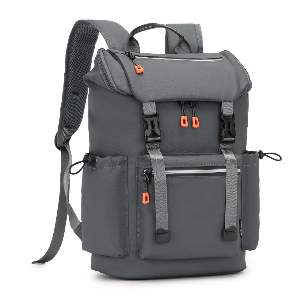 EQ2404 - KONO ADVANCED LEISURE BACKPACK WITH REFLECTIVE SAFETY FEATURES USB CHARGING AND DEDICATED LAPTOP SLEEVE - GREY