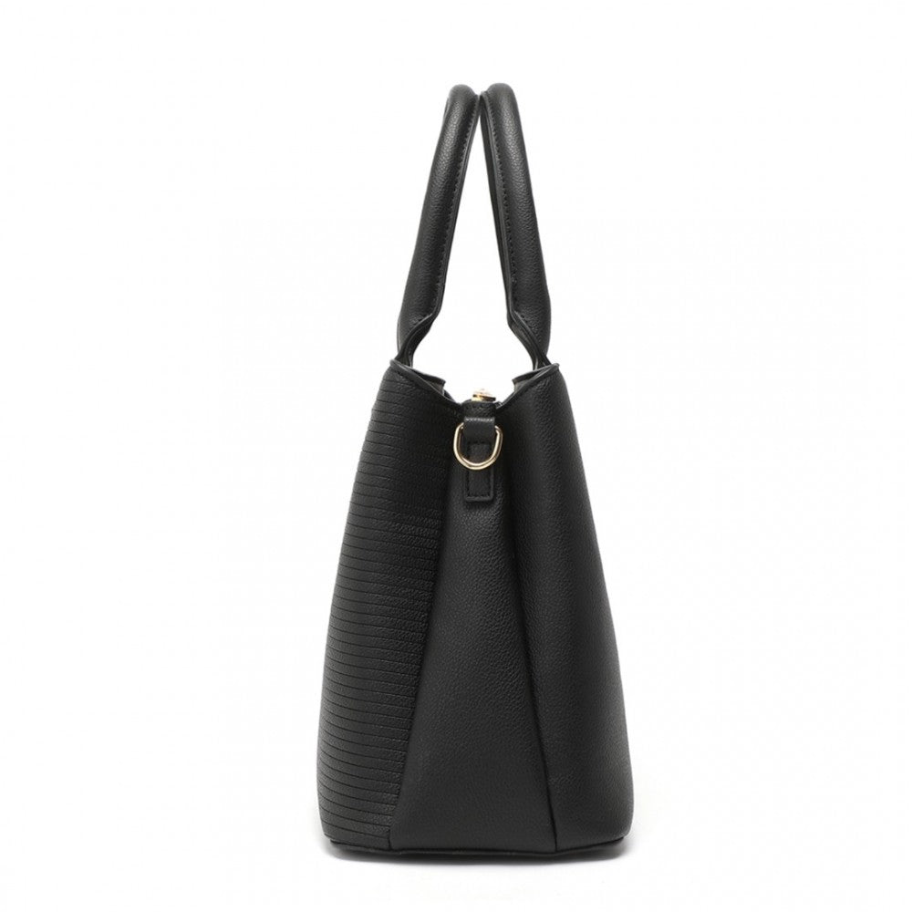 LT2352 - MISS LULU MODERN ELEGANCE PU LEATHER LADY'S TOTE - BLACK