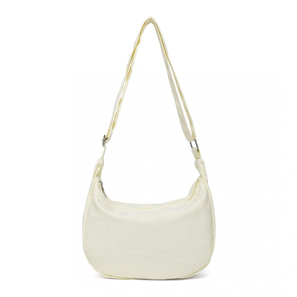 S2314 - WATER-RESISTANT PORTABLE CRESCENT SHOULDER CROSS BODY BAG - BEIGE