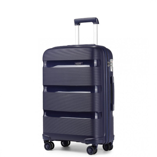 K2092L - KONO 24 INCH BRIGHT HARD SHELL PP SUITCASE - CLASSIC COLLECTION - NAVY