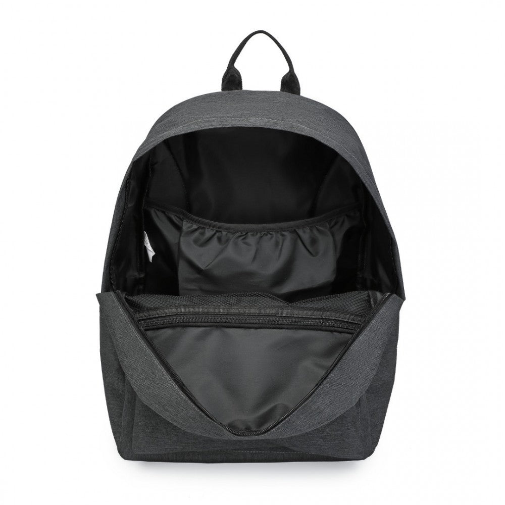 E1930 - KONO DURABLE POLYESTER EVERYDAY BACKPACK WITH SLEEK DESIGN - DARK GREY