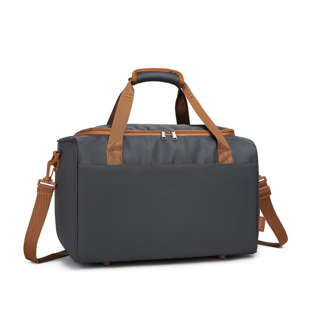 EA2321 - KONO SPACIOUS TRAVEL STORAGE BAG HANDBAG - GREY AND BROWN