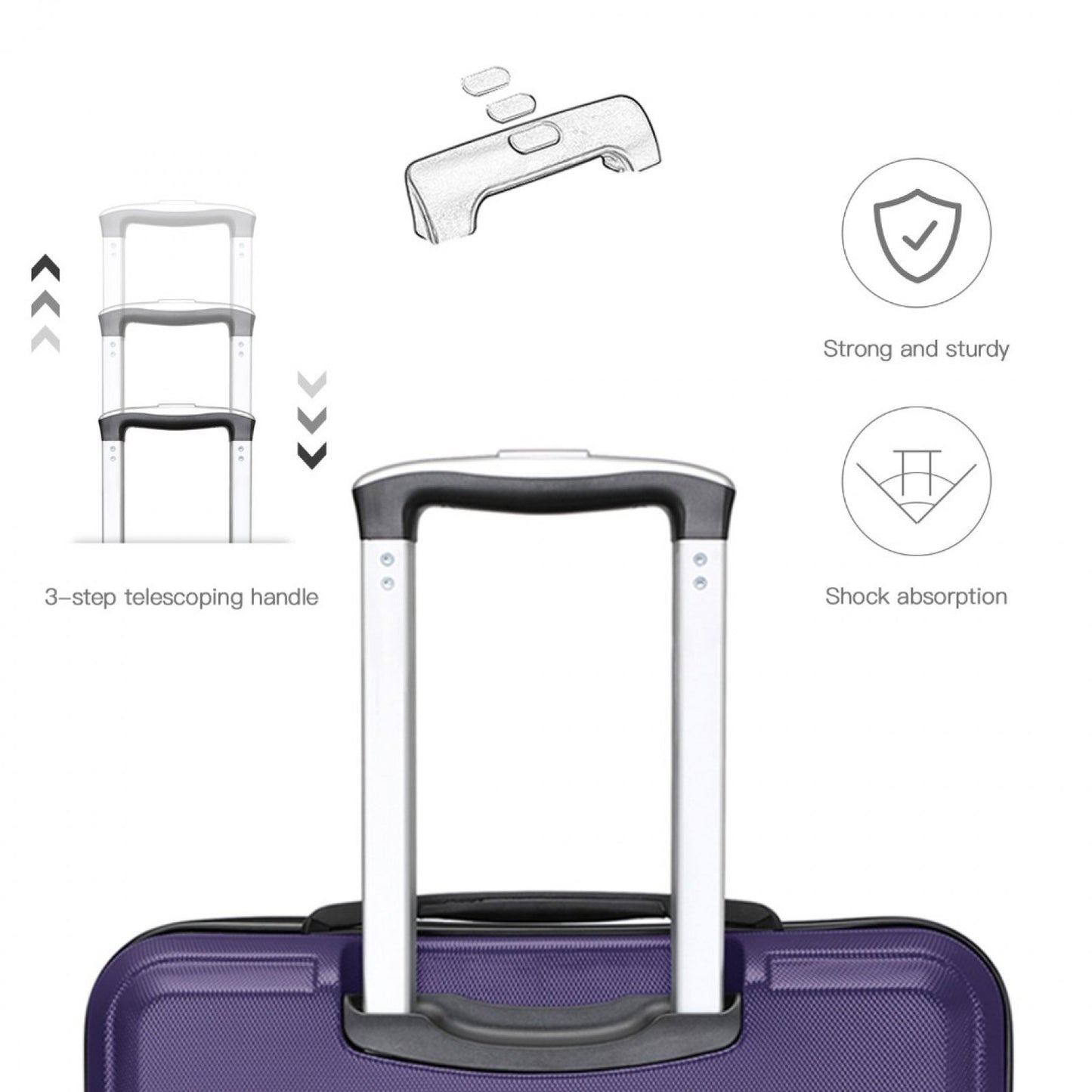 K1871-1L - KONO ABS 20 INCH SCULPTED HORIZONTAL DESIGN CABIN LUGGAGE - PURPLE - The Baggage Shop