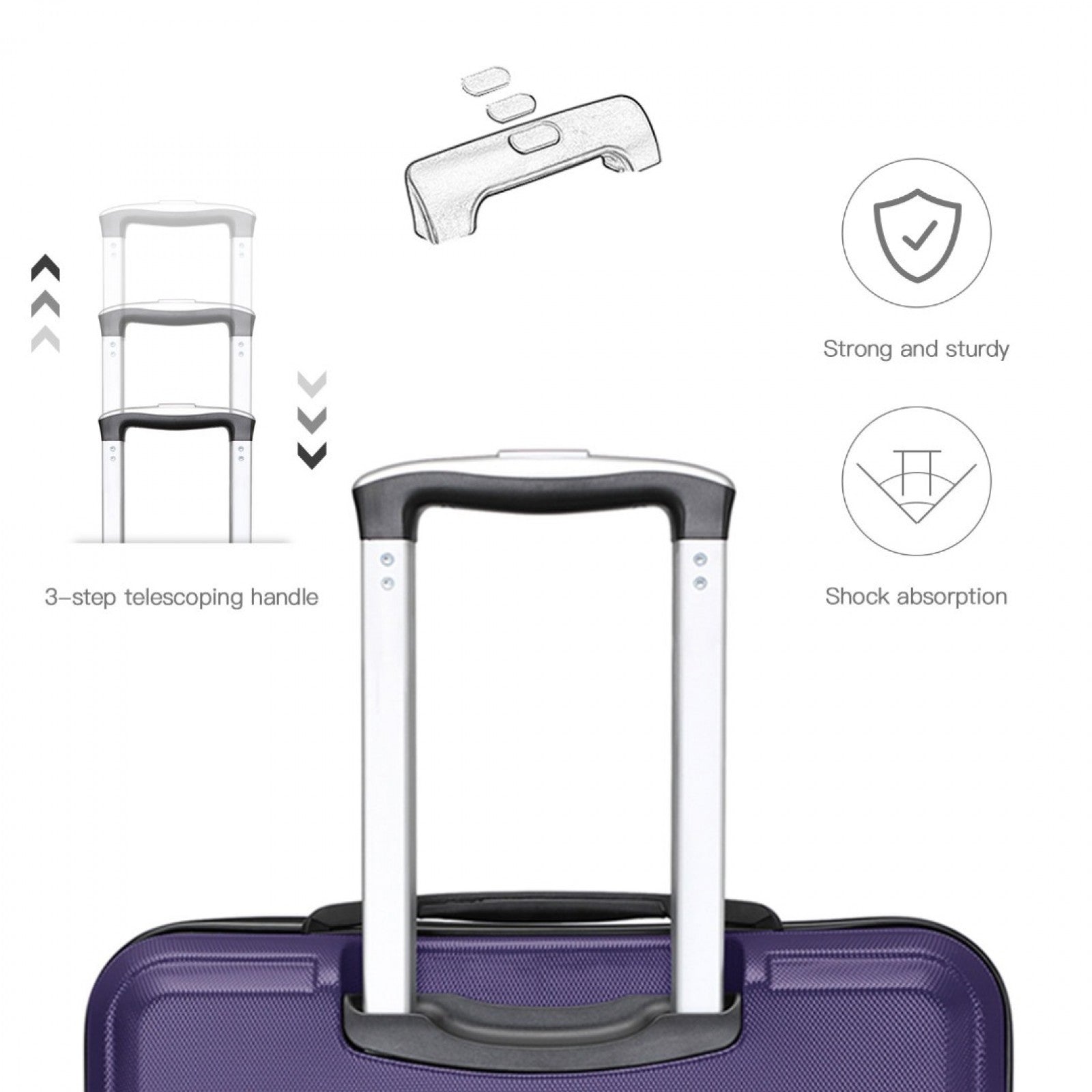 K1871-1L - KONO ABS 20 INCH SCULPTED HORIZONTAL DESIGN CABIN LUGGAGE - PURPLE - The Baggage Shop
