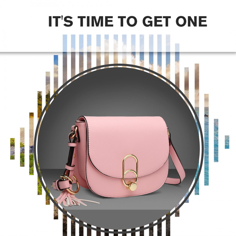 LZ1831 - MISS LULU CROSS BODY SADDLE BAG - PINK