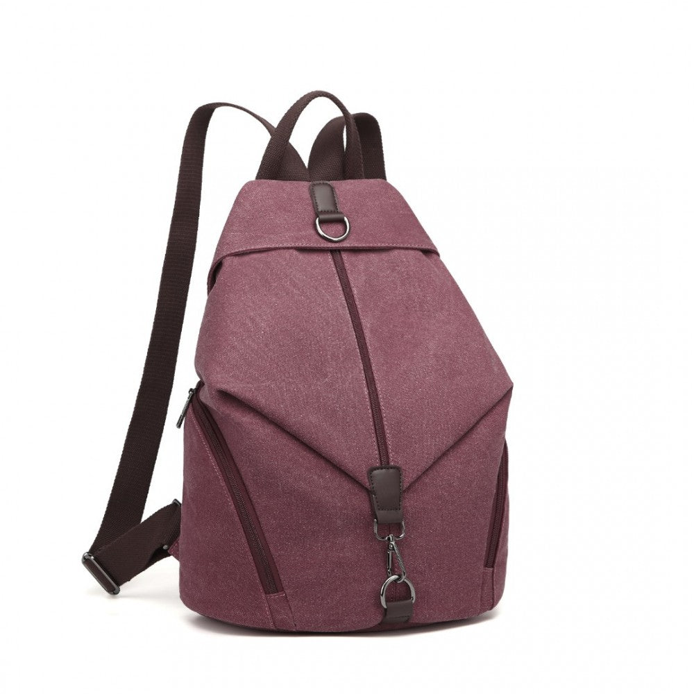 EB2044 - KONO FASHION ANTI-THEFT CANVAS BACKPACK - CLARET