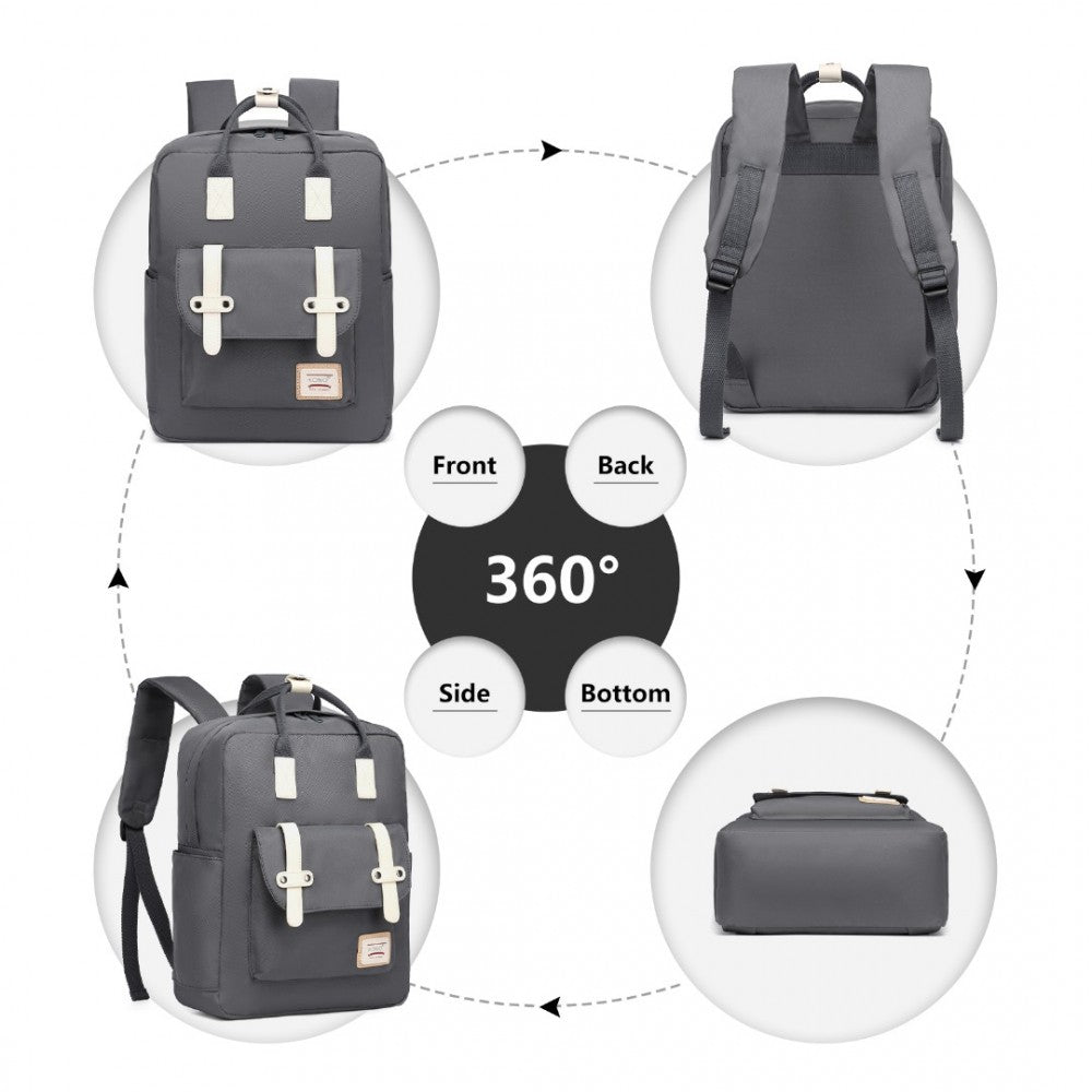 EB2211 - KONO CASUAL DAYPACK LIGHTWEIGHT BACKPACK TRAVEL BAG - GREY