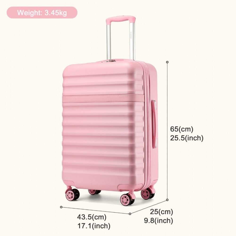 KSK2484 - KONO 24 INCH EXPANDABLE LIGHTWEIGHT HARD SHELL ABS+PC CHECK-IN SUITCASE WITH TSA LOCK IDEAL FOR EXTENDED TRIPS AND SECURE TRAVEL - PINK