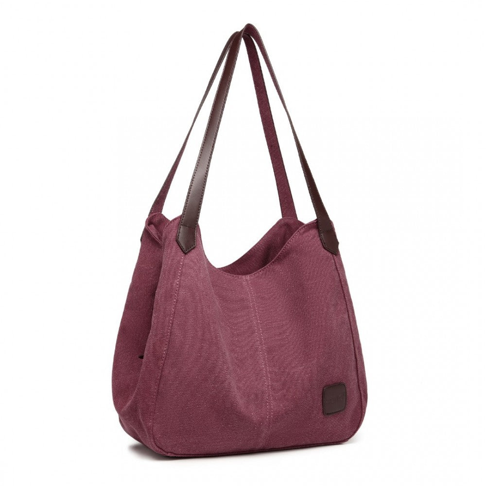 EB2040L - KONO CANVAS SHOULDER TOTE BAG - CLARET