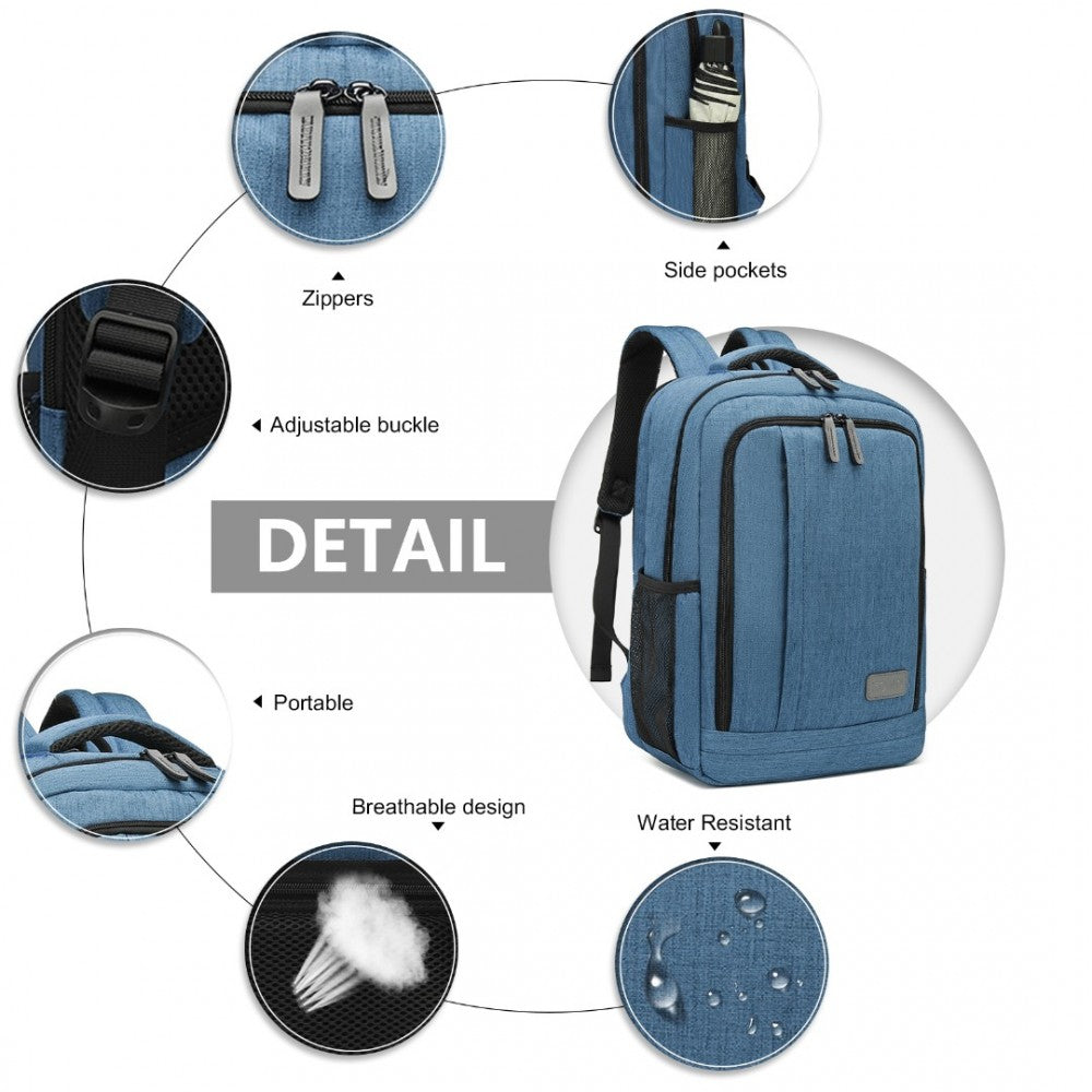 EM2111S - KONO MULTI-COMPARTMENT BACKPACK WITH USB PORT - BLUE