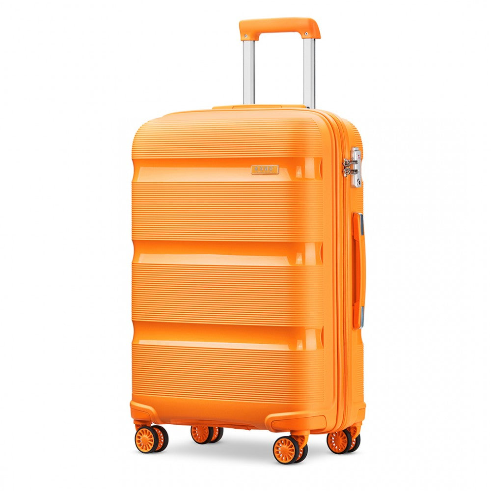 K2092L - KONO 24 INCH BRIGHT HARD SHELL PP SUITCASE - CLASSIC COLLECTION - ORANGE