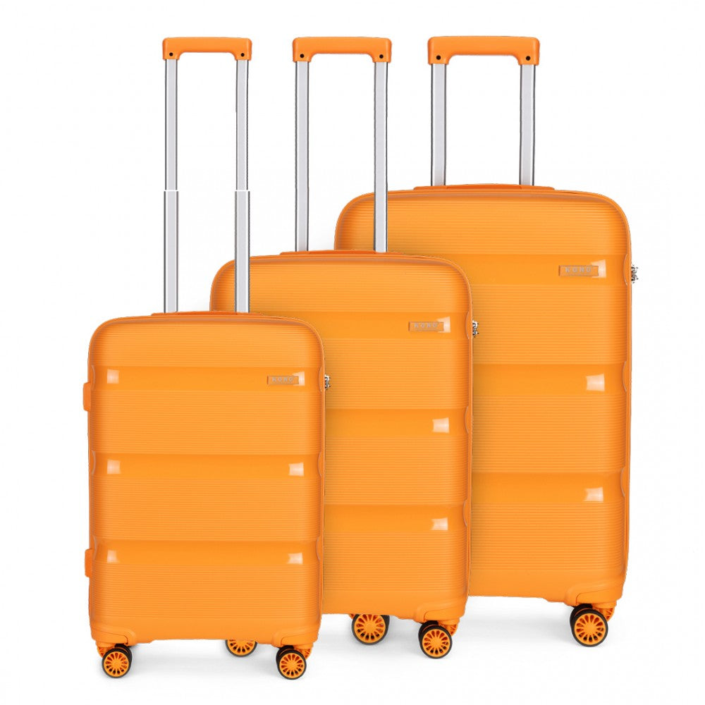 K2092L - KONO BRIGHT HARD SHELL PP VALIZĂ SET 3 PIEȚI - COLECȚIA CLASICĂ - PORTOCALIU