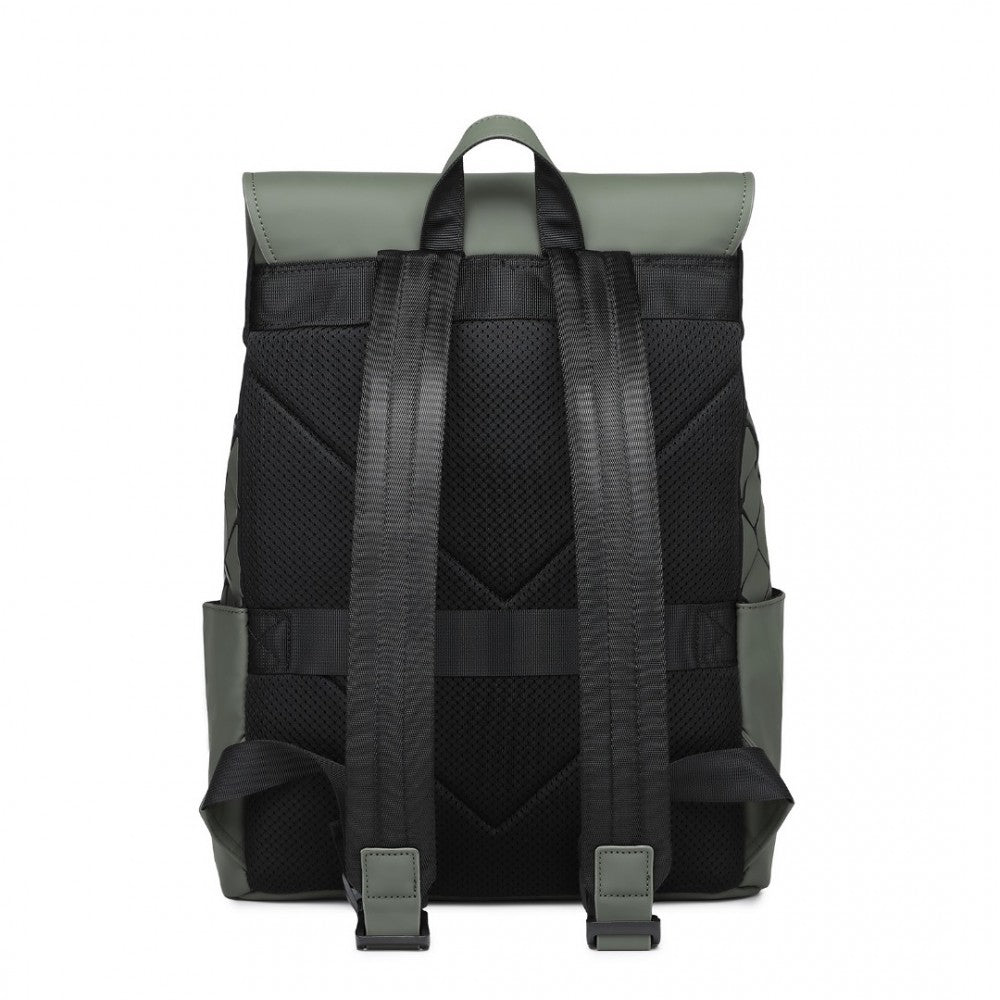 ET2417 - KONO WATER-RESISTANT URBAN GEOMETRIC BACKPACK WITH LAPTOP COMPARTMENT - GREEN