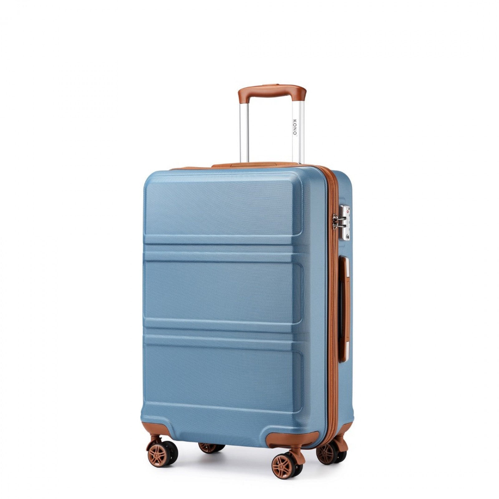 K1871-1L - KONO ABS 20 INCH SCULPTED HORIZONTAL DESIGN CABIN LUGGAGE - GRAYISH BLUE AND BROWN - The Baggage Shop
