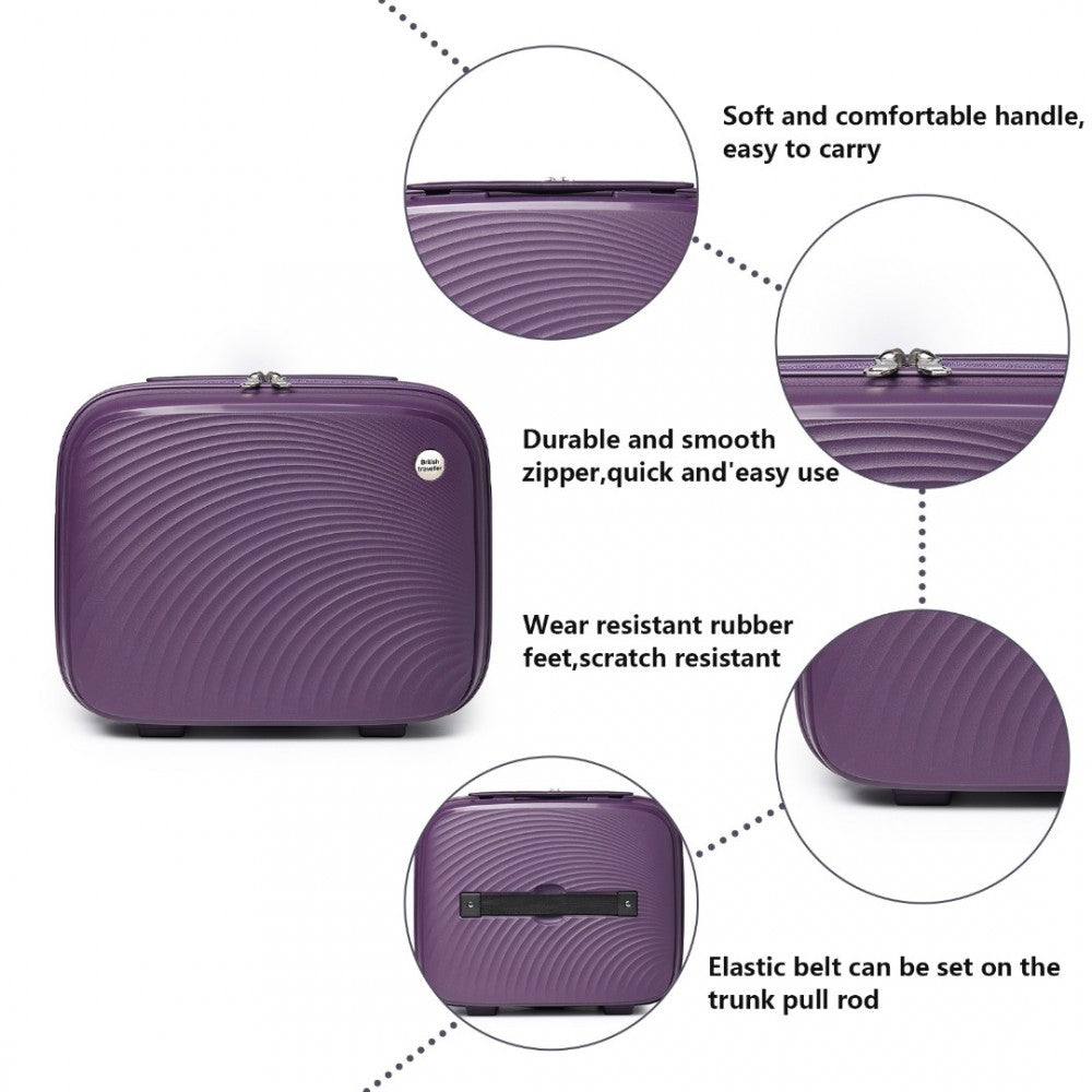 K2393L - BRITISH TRAVELLER LIGHTWEIGHT 14 INCH POLYPROPYLENE VANITY CASE - PURPLE