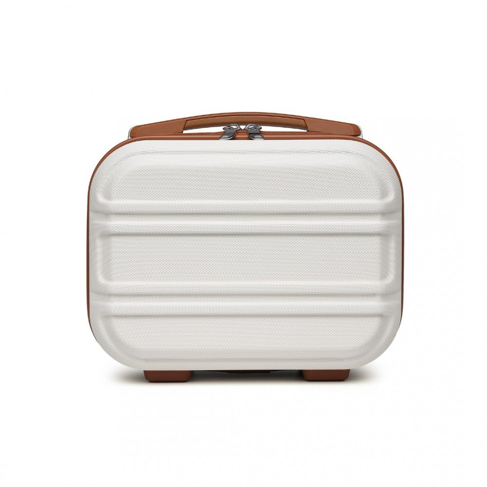 K1871-1L - KONO 12 INCH LIGHTWEIGHT HARD SHELL ABS VANITY CASE - CREAM