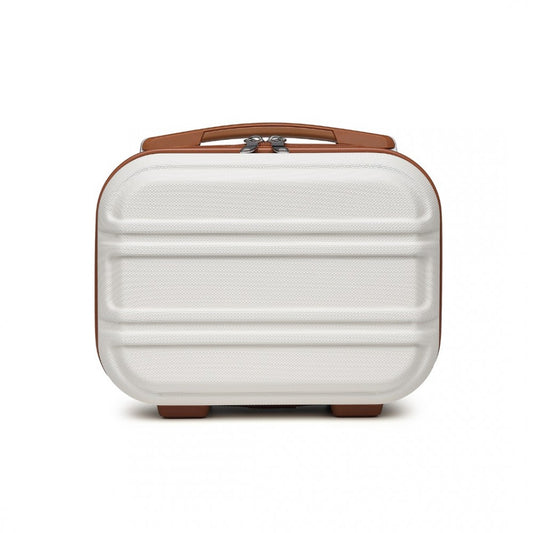 K1871-1L - KONO 12 INCH LIGHTWEIGHT HARD SHELL ABS VANITY CASE - CREAM