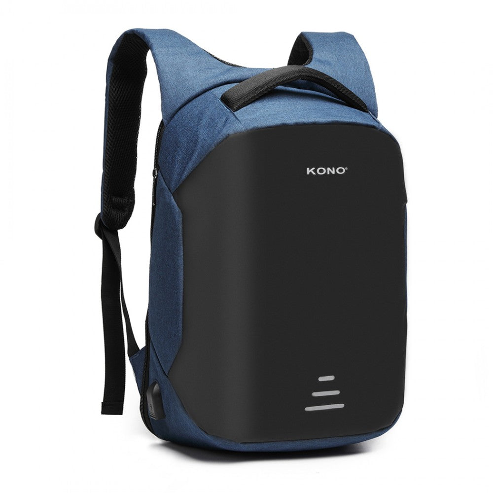 E1946 - KONO REFLECTIVE USB CHARGING INTERFACE BACKPACK - NAVY