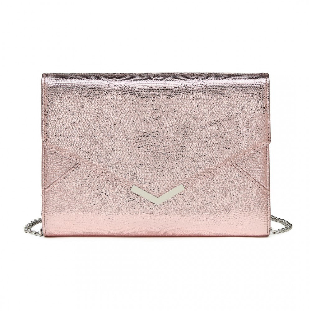 LP2306 - MISS LULU GLITTER ENVELOPE FLAP CLUTCH EVENING BAG - PINK