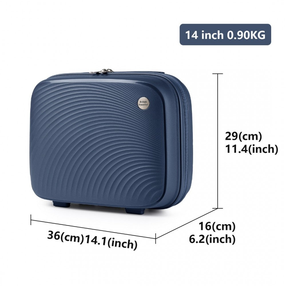 K2393L - BRITISH TRAVELLER LIGHTWEIGHT 14 INCH POLYPROPYLENE VANITY CASE - NAVY