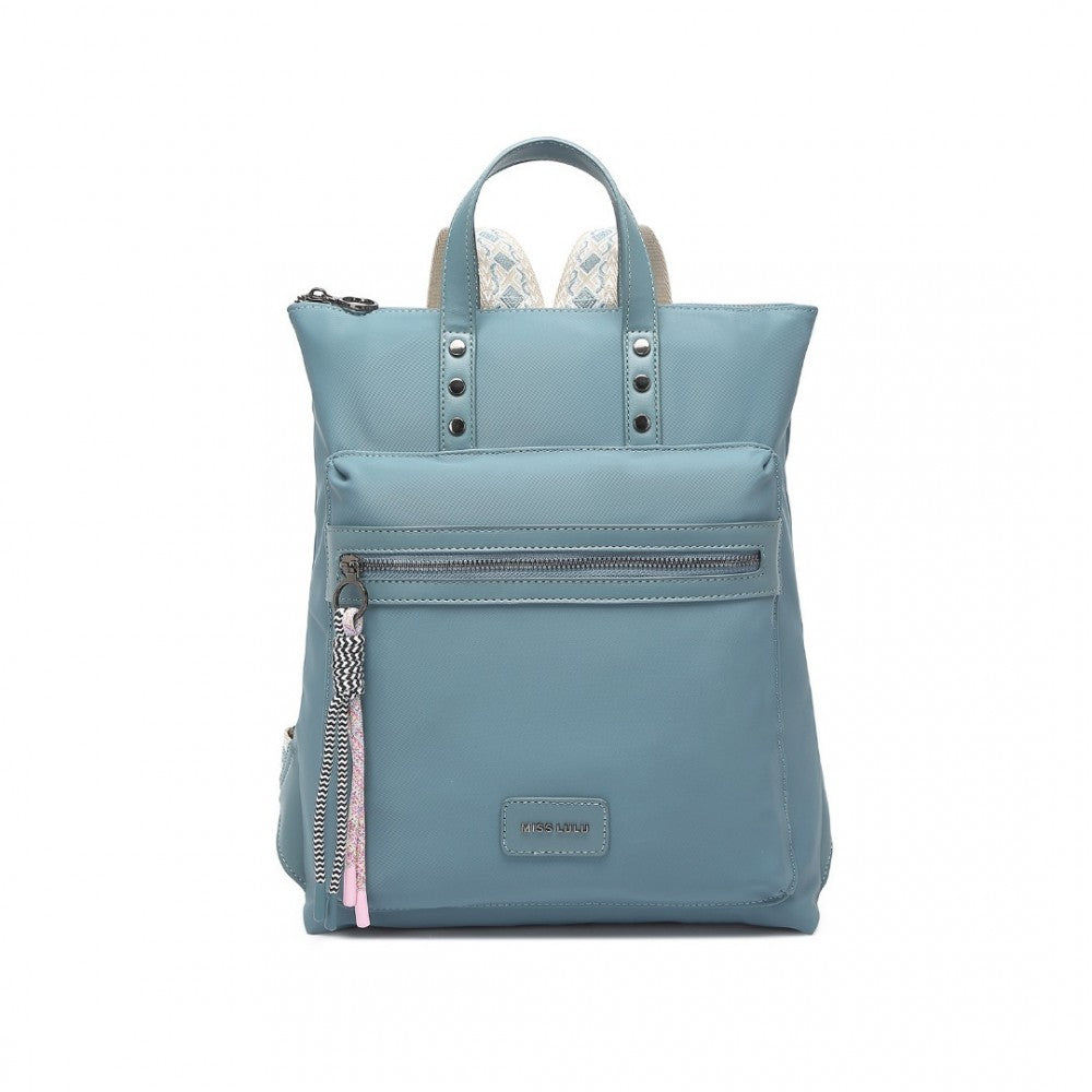 LT2355 - MISS LULU SIGNATURE STYLE BACKPACK WITH UNIQUE DETAILS - BLUE