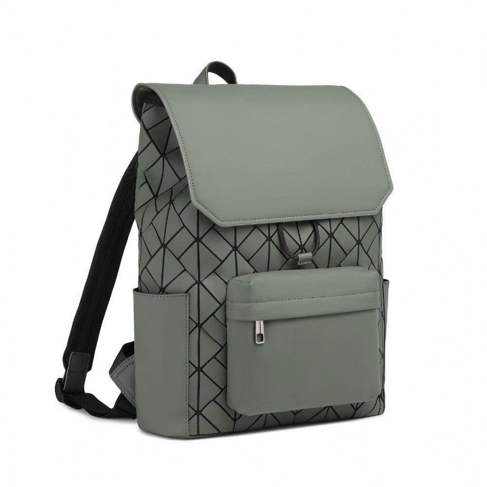 ET2417 - KONO WATER-RESISTANT URBAN GEOMETRIC BACKPACK WITH LAPTOP COMPARTMENT - GREEN