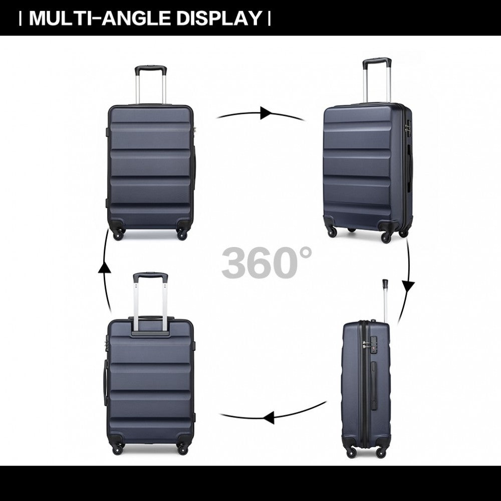 K2191L - KONO 3-PIECE LIGHTWEIGHT ABS HARDSHELL SUITCASE SET - 19, 24, 28 INCH WITH SECURE TSA LOCK - NAVY