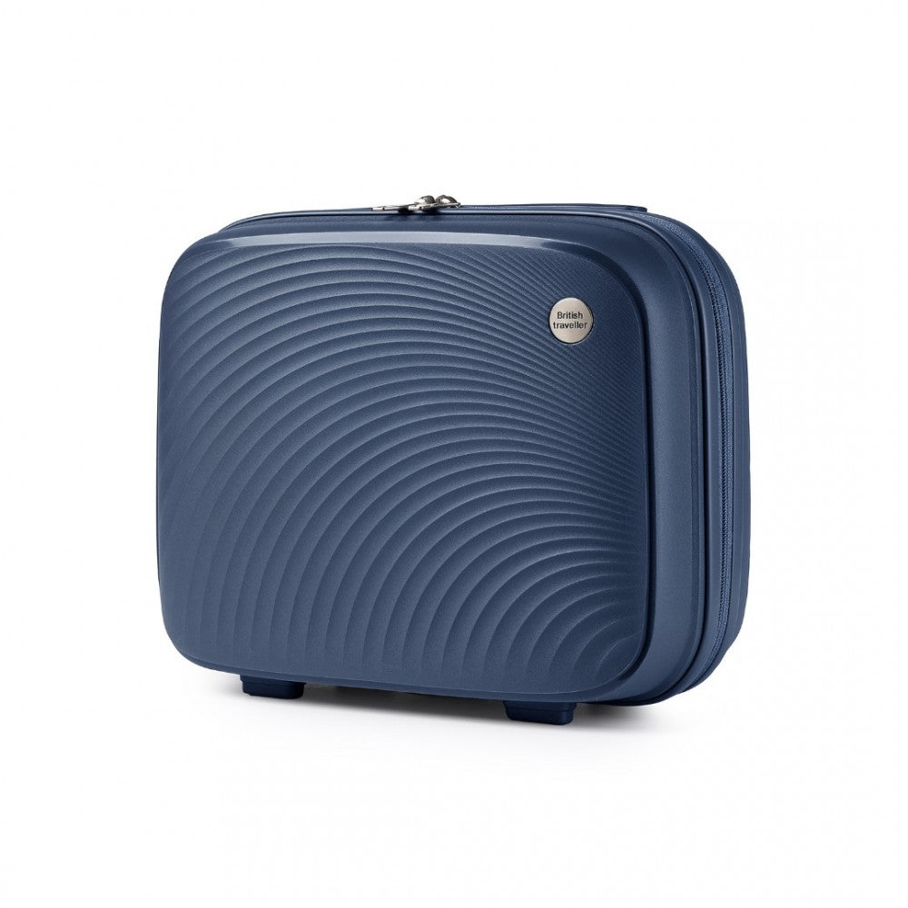 K2393L - BRITISH TRAVELLER LIGHTWEIGHT 14 INCH POLYPROPYLENE VANITY CASE - NAVY