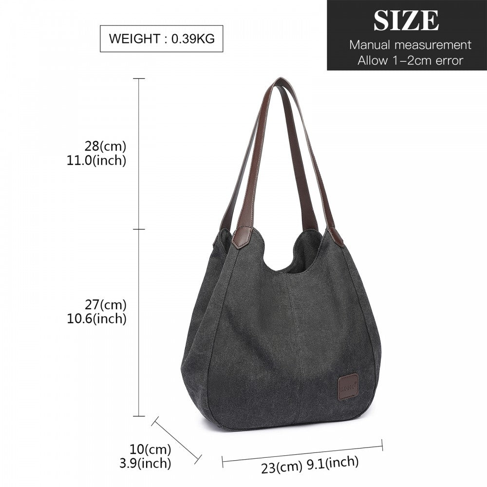 EB2040 - KONO CANVAS SHOULDER TOTE BAG - BLACK