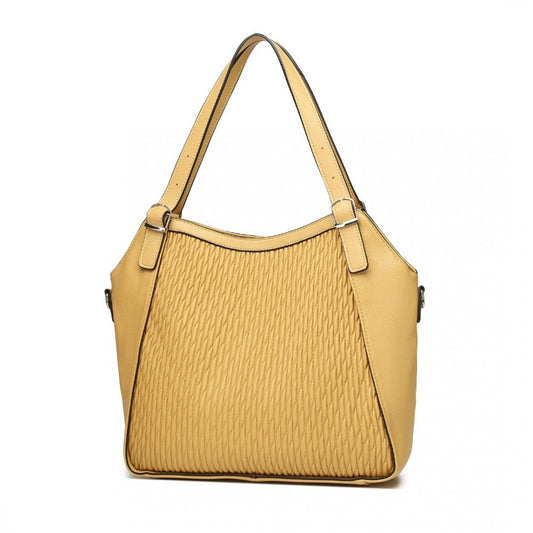 LB2317 - MISS LULU CASUAL SHOULDER BAG WITH STYLISH PLEATED DESIGN - YELLOW