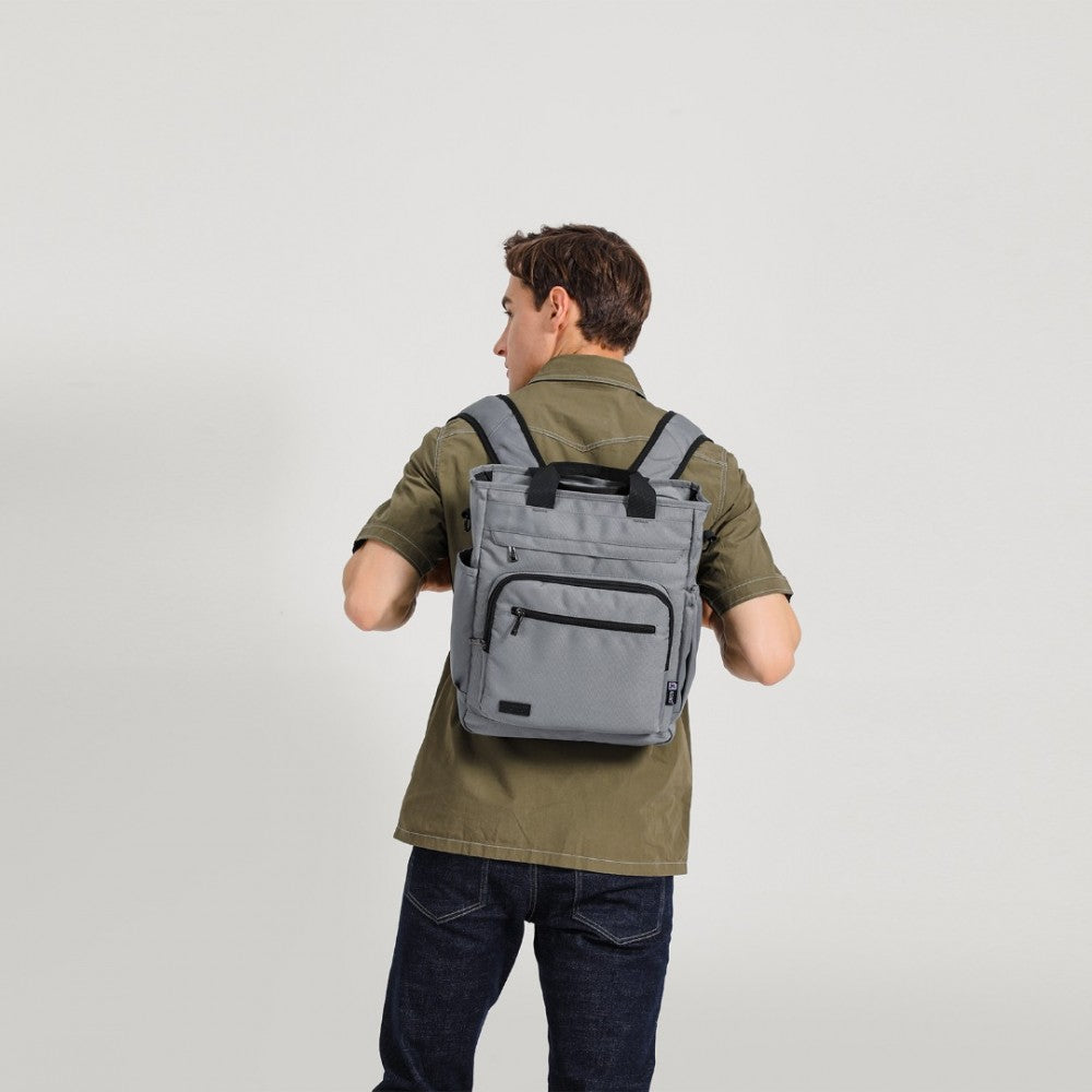 EM2137 - KONO DURABLE WATERPROOF MULTI MEN’S BACKPACK SHOULDER BAG - GREY