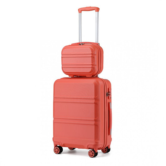 K1871-1L - SET DE VALIZE KONO ABS CU 4 ROȚI ȘI CAZ VANITY - CORAL