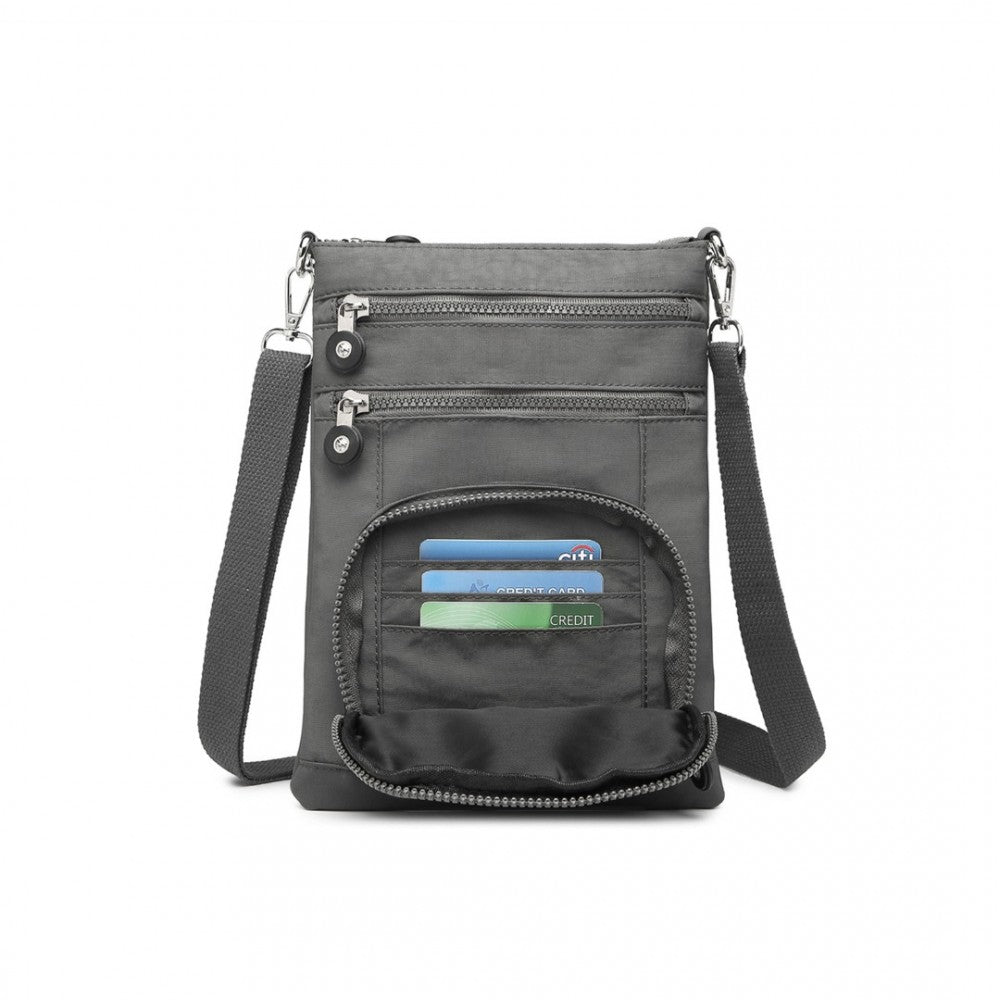 EB2228 - KONO CASUAL MULTI POCKET RFID BLOCKING CROSS BODY BAG - GREY