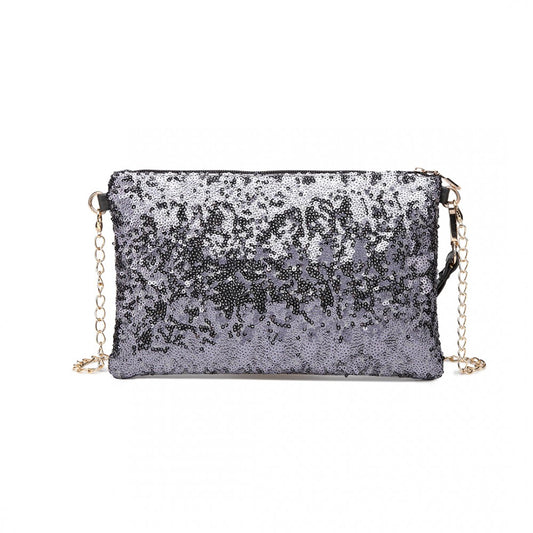 LH1765 - MISS LULU SEQUINS CLUTCH EVENING BAG - GREY