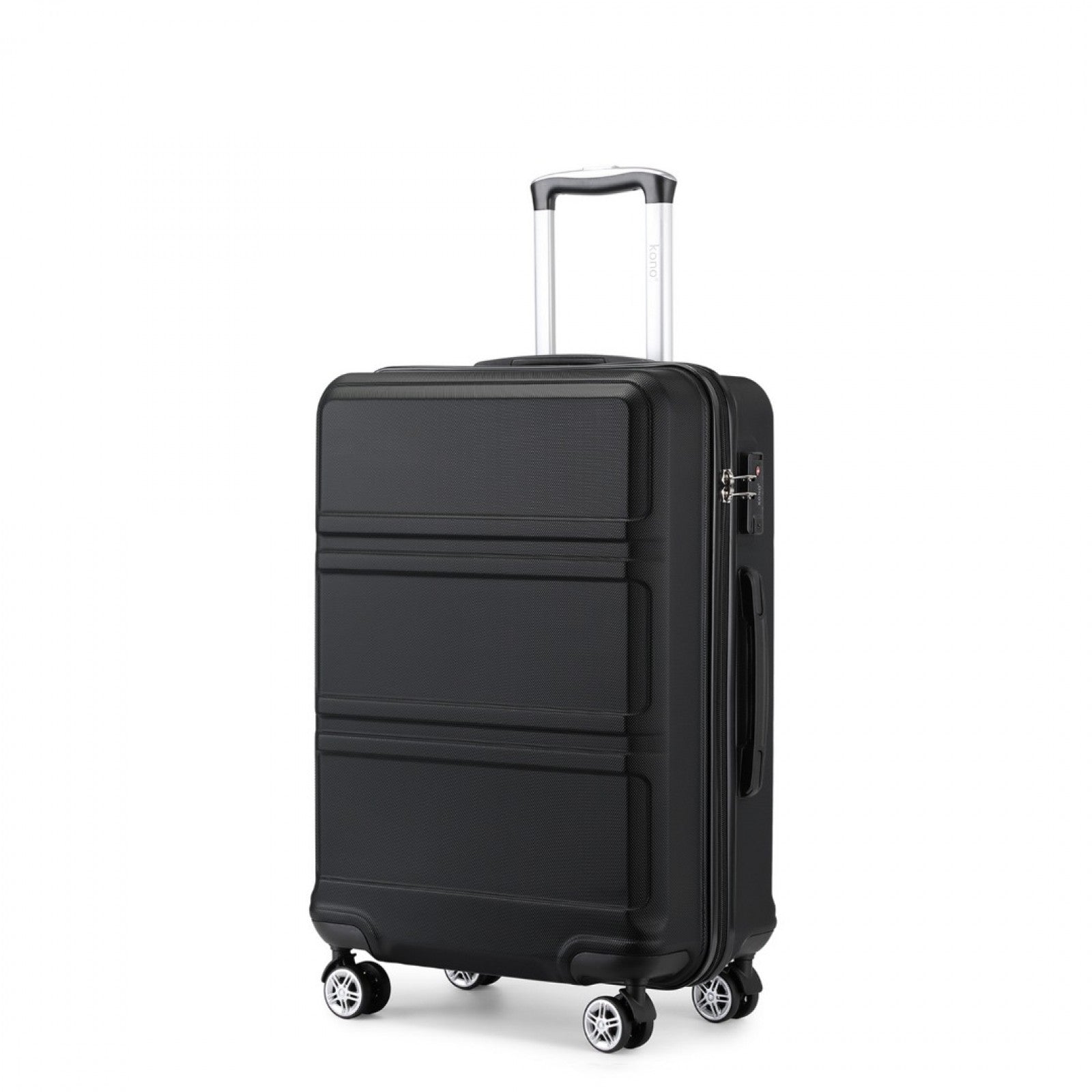 K1871-1L - KONO ABS 20 INCH SCULPTED HORIZONTAL DESIGN CABIN LUGGAGE - BLACK - The Baggage Shop