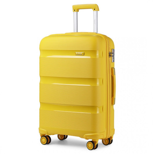 K2092L - KONO 24 INCH BRIGHT HARD SHELL PP SUITCASE - CLASSIC COLLECTION - YELLOW