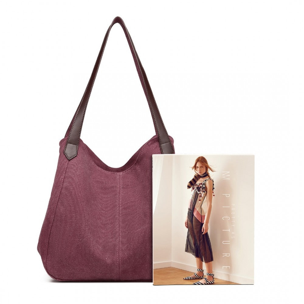 EB2040L - KONO CANVAS SHOULDER TOTE BAG - CLARET