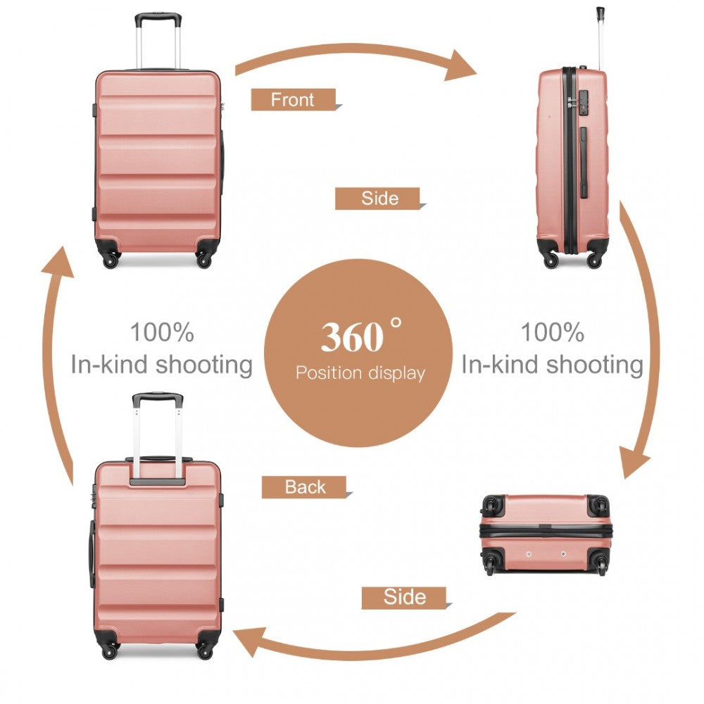 K2191L - KONO 24 INCH CHECK IN LUGGAGE - STREAMLINED ABS HARDSHELL SUITCASE WITH SECURE TSA LOCK - NUDE