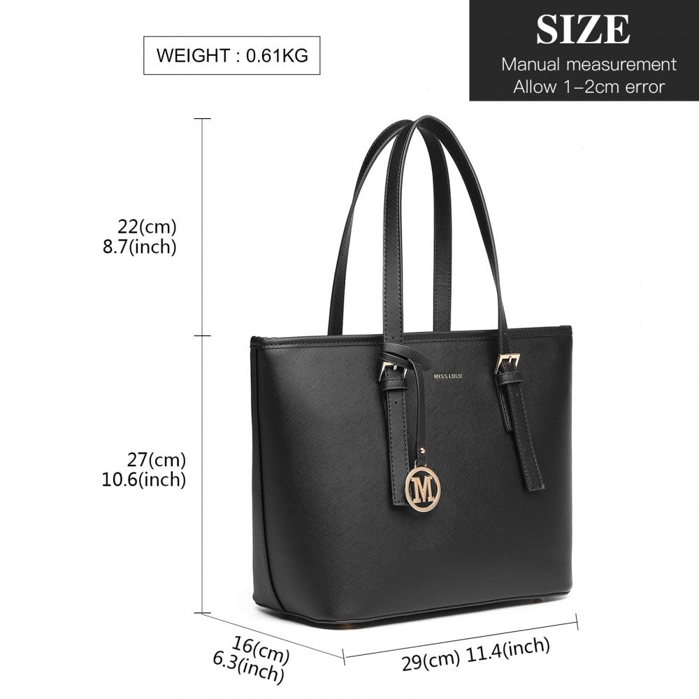 LT2054 - MISS LULU MINIMALIST TOTE HANDBAG STRUCTURED - BLACK