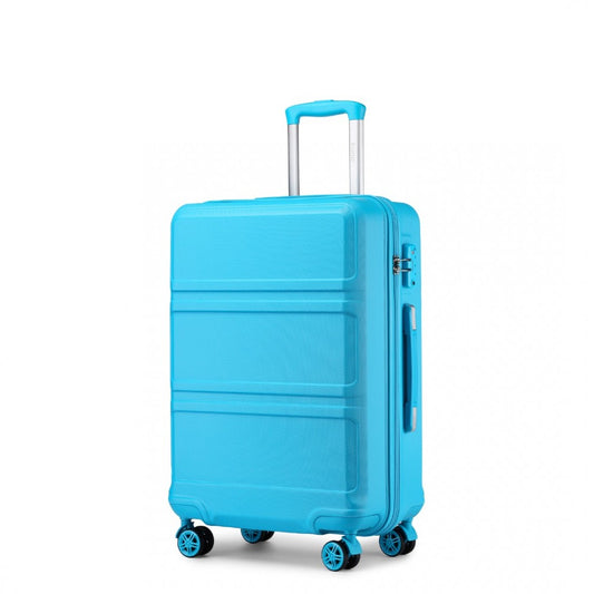 K1871-1L - KONO ABS 28 INCH SCULPTED HORIZONTAL DESIGN SUITCASE - BLUE