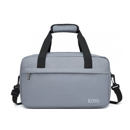 E1960S - KONO LIGHTWEIGHT MULTI PURPOSE UNISEX SPORTS TRAVEL DUFFEL BAG - LIGHT GREY