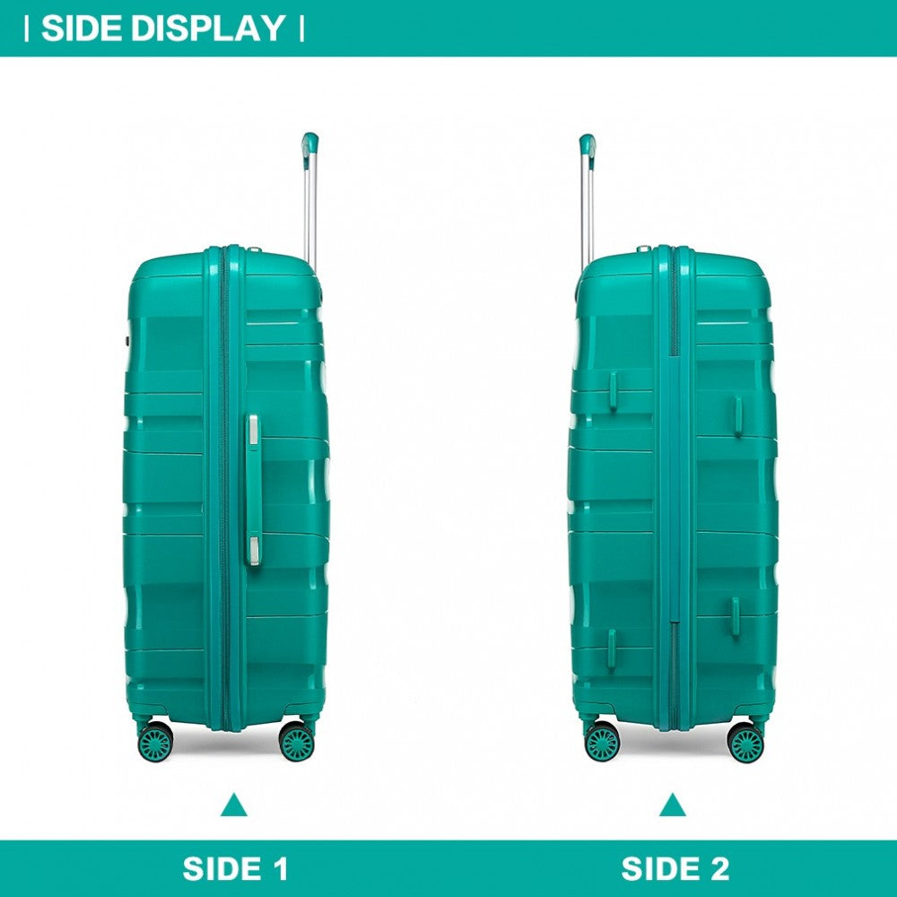 K2094L - KONO 24 INCH LIGHTWEIGHT POLYPROPYLENE HARD SHELL SUITCASE WITH TSA LOCK - TEAL