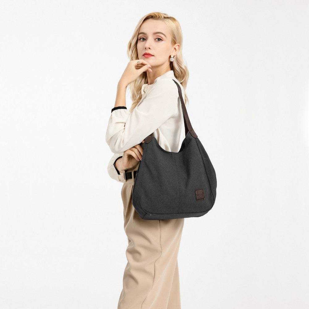 EB2040L - KONO CANVAS SHOULDER TOTE BAG - BLACK