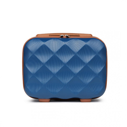 K2395L - BRITISH TRAVELLER 13 INCH ULTRALIGHT ABS AND POLYCARBONATE VANITY CASE - NAVY AND BROWN