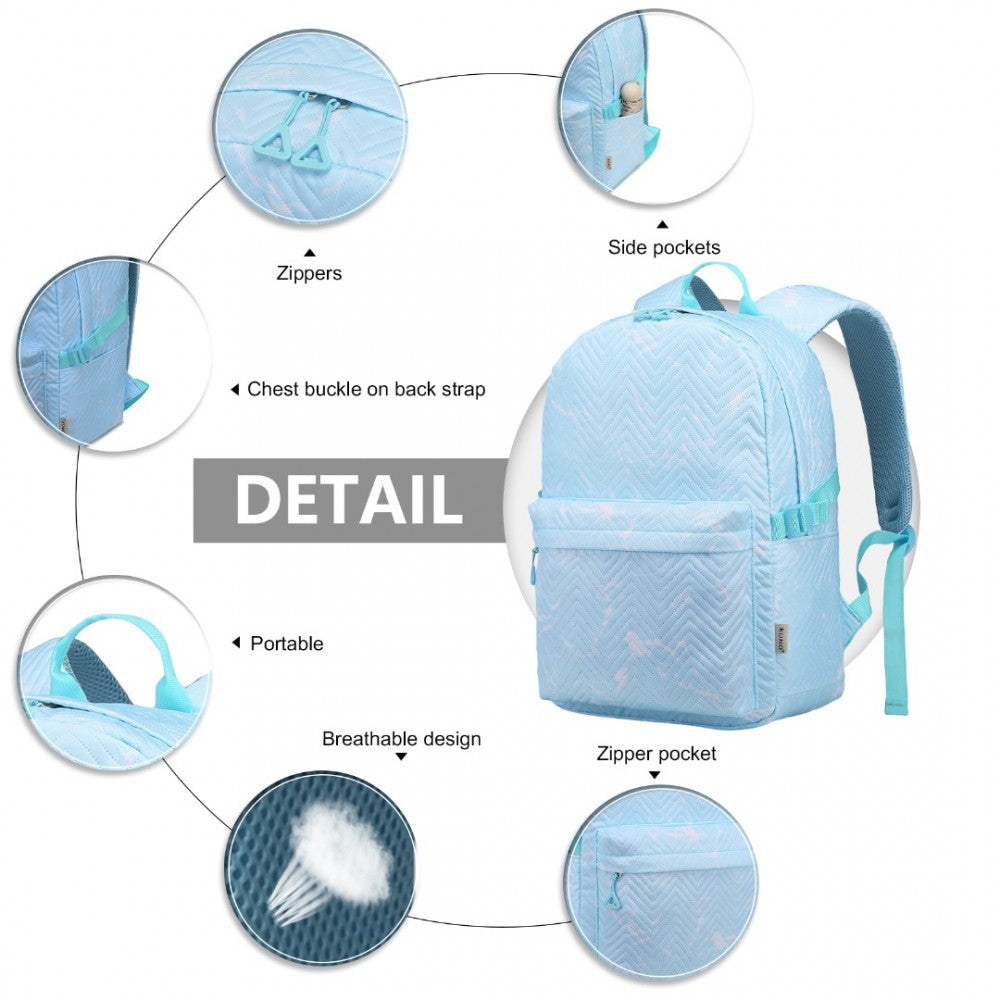 EQ2361 - KONO WATER-RESISTANT SCHOOL BACKPACK WITH SECURE LAPTOP COMPARTMENT - BLUE